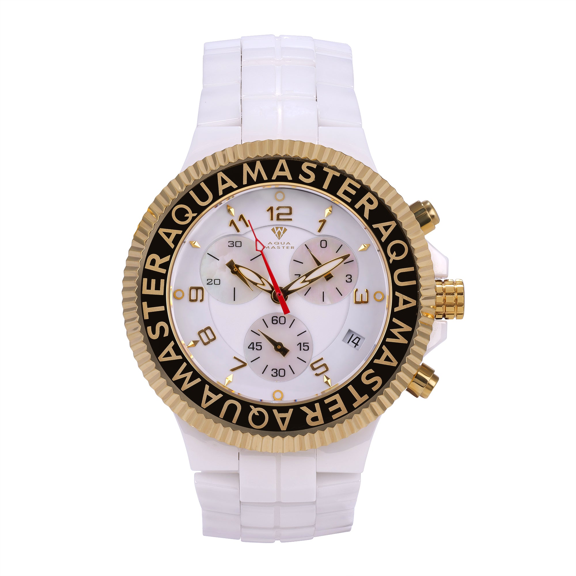 Gents Aqua Master White Ceramic Chronograph Diver Watch – Milestonz