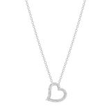 Ladies Curved Diamond Heart Pendant Necklace