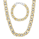 Two Tone Necklace & Bracelet Mariner Link Chain Set