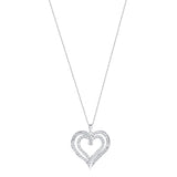 1-1/20 CT. T.W. Ladies Fashion Round & Baguette Double Split Diamond Heart Pendant