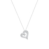 3/5 CT. T.W. Ladies Fancy Double Split Row Round & Baguette Diamond Heart Pendant