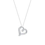 13/20 CT. T.W. Ladies Fancy Double Split Row Round & Baguette Diamond Heart Pendant Necklace
