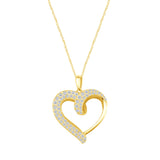 1/2 CT. T.W. Fancy Curved Diamond Heart Pendant