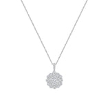 1 CT. T.W. Ladies Fancy Round Diamond Cluster Starburst Flower Pendant