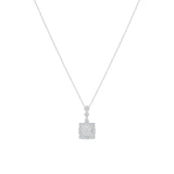 3/5 CT. T.W. Ladies Elegant Princess Cut Center & Square Halo Diamond Pendant Necklace