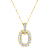 .65 CT. T.W. Ladies Fashion Oval Shape with Baget Diamond Bale Pendant