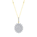 1.65 CT. T.W. Ladies Fashion Raised Diamond Oval with Halo Pendant