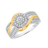 3/10 CT. T.W. Ladies Two-Tone Round Halo & Curved Sides Diamond Ring