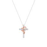 3/10 CT. T.W. Ladies Elegant Two-Tone Diamond Heart Wrapped Cross Pendant