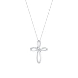 1/2 CT. T.W. Ladies Fancy Round Diamond Ribbon Cross Pendant