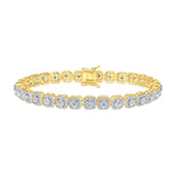 Ladies Designer White Topaz with Cushion Shape Halo Link Tennis Bracelet