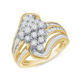 1-1/20 CT. T.W. Ladies Fashion Turned Marquise Cluster Split Shank Diamond Cocktail Ring