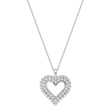 1 CT. T.W. Double Row Polished Center Diamond Heart Pendant