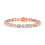 Ladies Designer Round & Emerald Shape White Topaz Link Tennis Bracelet