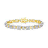Ladies Designer Round & Emerald Shape White Topaz Link Tennis Bracelet