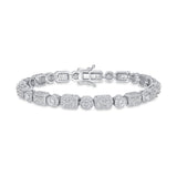 Ladies Designer Round & Emerald Shape White Topaz Link Tennis Bracelet