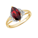 Ladies Marquise Garnet & Diamond Sides Ring