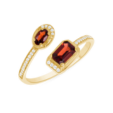 Ladies Oval/Rectangle Garnet & Diamond Sides Split Ring