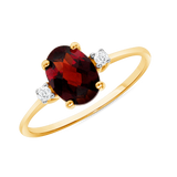 Ladies Oval Garnet & Diamond Accent Ring