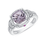 Ladies Fancy Cushion Amethyst & Diamond Accent Ring