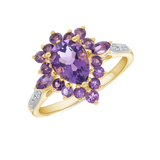 Ladies Fancy Teardrop Amethyst & Halo w/ Diamond Accent Ring