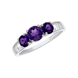 Ladies Round "Past, Present, Future" Amethyst & White Sapphire Sides Ring