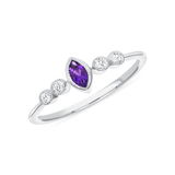 Ladies Marquise Amethyst & Bezel Diamond Ring