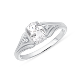 Ladies Oval Diamond Split Side Ring
