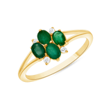 Ladies 4-Oval Emeralds & Diamond Accent Split Sides Ring