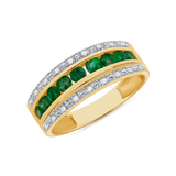 Ladies Channel Emerald & Outside Diamond Ring