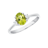Ladies Oval Peridot & Diamond Sides Ring