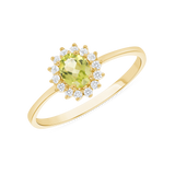 Ladies Oval Peridot Diamond Floral Halo Ring