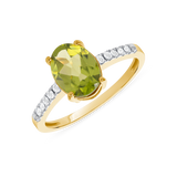 Ladies Oval Peridot & Diamond Sides Ring