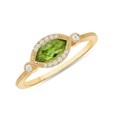 Ladies Marquise Peridot Bezel Diamond Ring