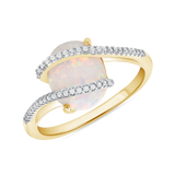 Ladies Oval Opal Wrap Ring with Diamond Sides Band