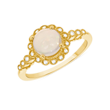 Ladies Domed Opal & Floral Diamond Halo Ring