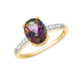 Ladies Oval Mystic Topaz & Diamond Sides Ring