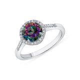 Ladies Brilliant Mystic Topaz & Diamond Halo Ring