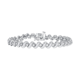 1 CT. T.W. Curved Baget & Round Diamond Tennis Bracelet