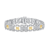 1/2 CT. T.W.  Gents Two-Tone Rectangle Diamond Cluster Strap Bracelet