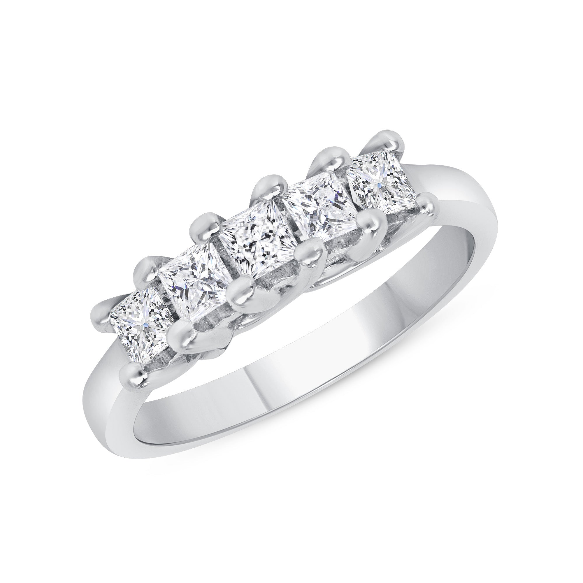 1 CT. T.W. Ladies 5-Raised Princess Top Diamond Band – Milestonz